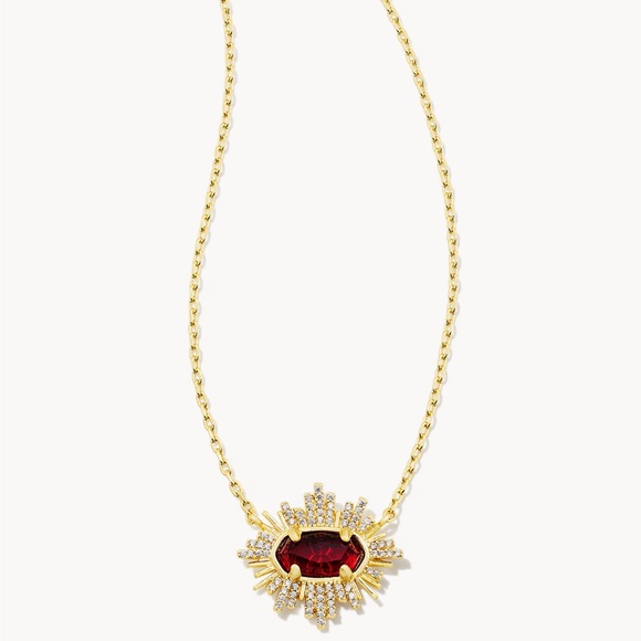 Kendra Scott Jewelry - Kendra Scott Grayson Gold Sunburst Frame Pendant Necklace New